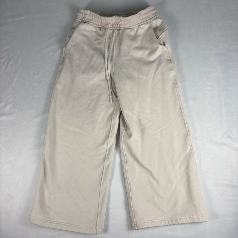 Lululemon Wide-Leg Fleece Sweatpants Cream Oatmeal LW6BVDS Size 4